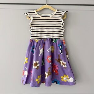 Mini Boden Navy Striped and Cat Print Floral Dress (4/5)